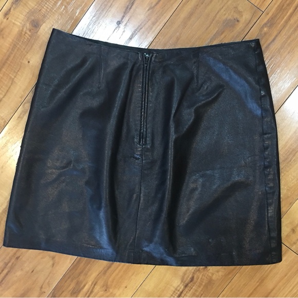 Anna Sui black leather mini skirt goth preppy holiday biker small 4 trending - Picture 3 of 5